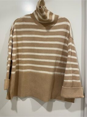 GAP Striped Cowlneck Sweater in Beige and Cream
